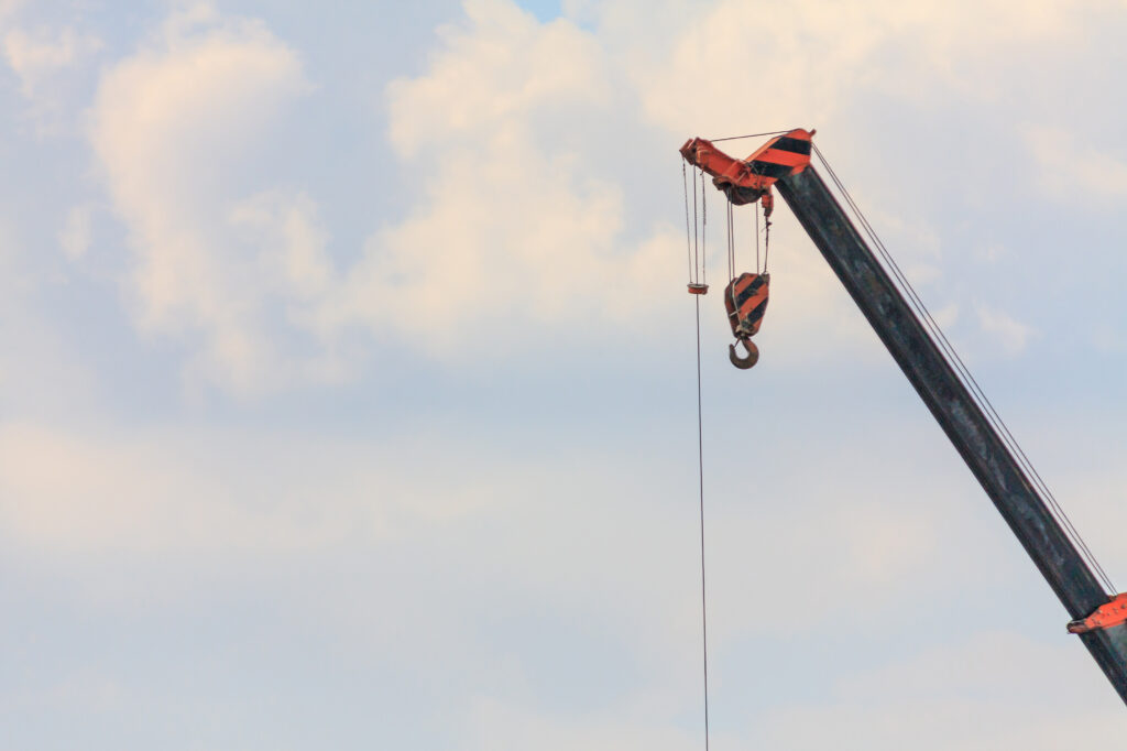telescopic arms of mobile construction crane truck